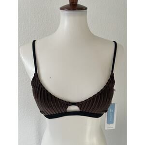 Cupshe Swim Bikini Top Velvet Ribbed Bralette Swimwear